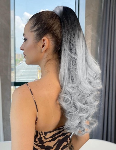 Coada Wave Ombre Saten Inchis/Silver